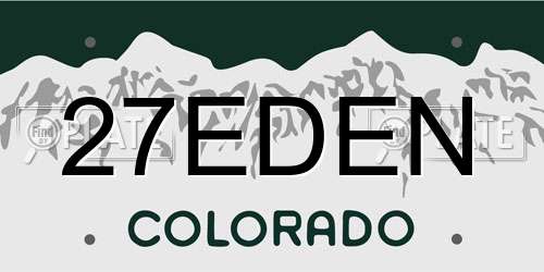 27EDEN Colorado License Plate