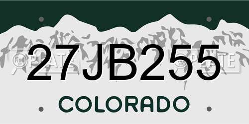 27JB255 Colorado License Plate