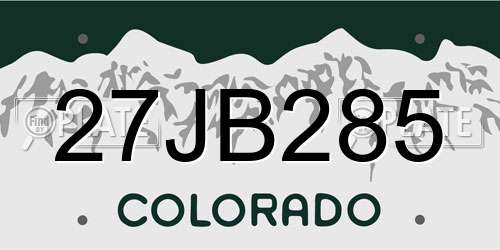 27JB285 Colorado License Plate