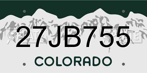 27JB755 Colorado License Plate