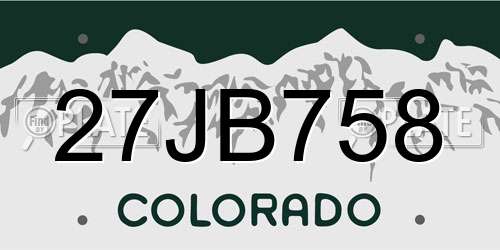 27JB758 Colorado License Plate