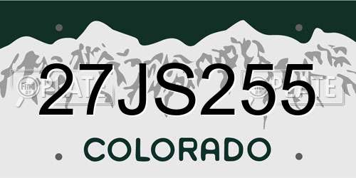 27JS255 Colorado License Plate