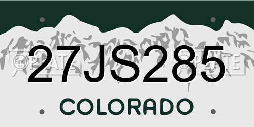 27JS285 Colorado License Plate