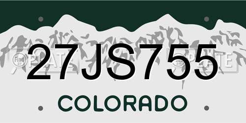 27JS755 Colorado License Plate