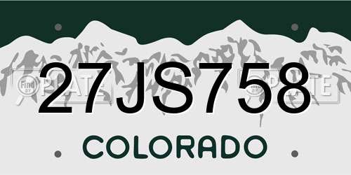 27JS758 Colorado License Plate