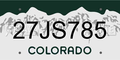 27JS785 Colorado License Plate