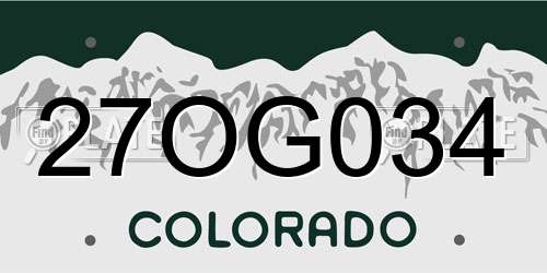 27OG034 Colorado License Plate