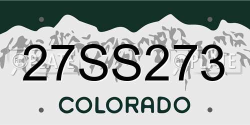 27SS273 Colorado License Plate