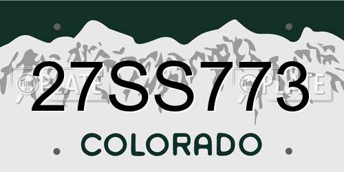 27SS773 Colorado License Plate