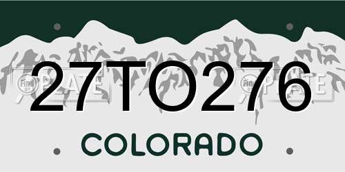 27TO276 Colorado License Plate