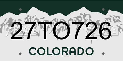 27TO726 Colorado License Plate