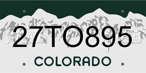 27TO895 Colorado License Plate
