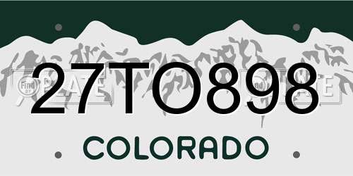 27TO898 Colorado License Plate