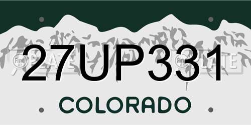 27UP331 Colorado License Plate