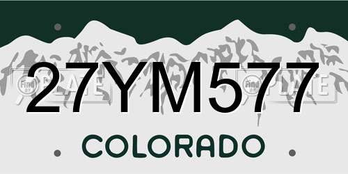 27YM577 Colorado License Plate