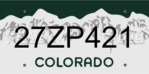 27ZP421 Colorado License Plate