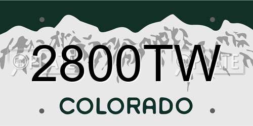 2800TW Colorado License Plate