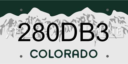 280DB3 Colorado License Plate