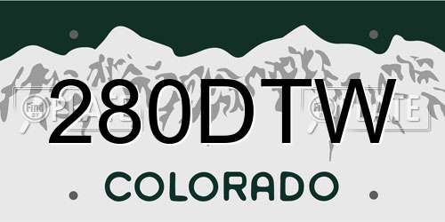280DTW Colorado License Plate