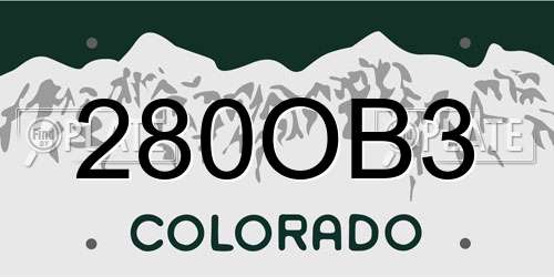 280OB3 Colorado License Plate