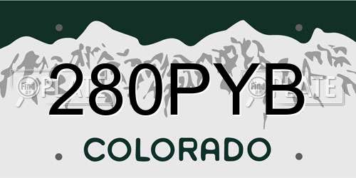 280PYB Colorado License Plate