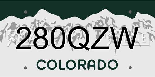 280QZW Colorado License Plate