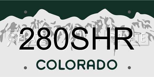 280SHR Colorado License Plate