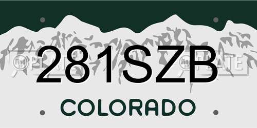 281SZB Colorado License Plate