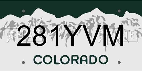281YVM Colorado License Plate