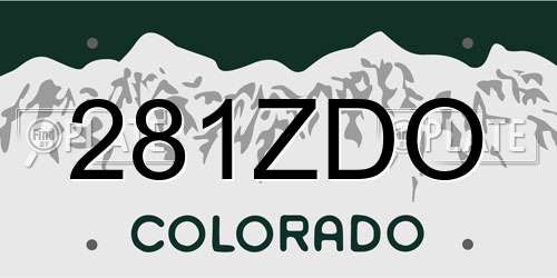 281ZDO Colorado License Plate