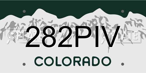 282PIV Colorado License Plate