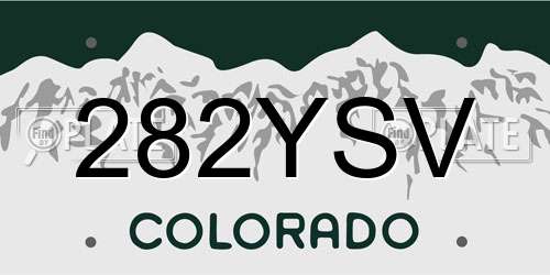 282YSV Colorado License Plate