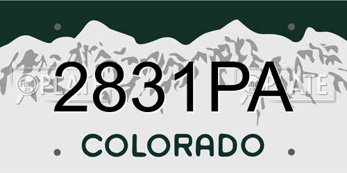 2831PA Colorado License Plate