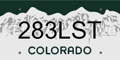 283LST Colorado License Plate