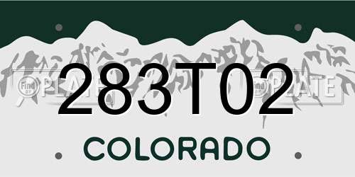283T02 Colorado License Plate