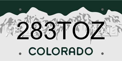 283TOZ Colorado License Plate