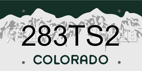 283TS2 Colorado License Plate