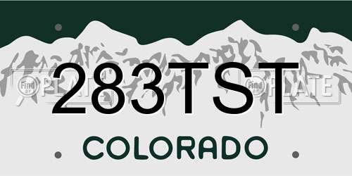 283TST Colorado License Plate
