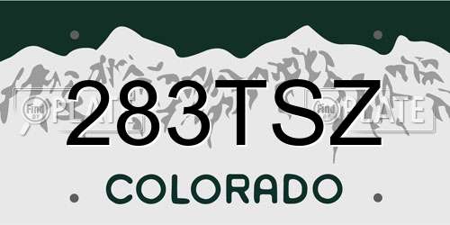 283TSZ Colorado License Plate