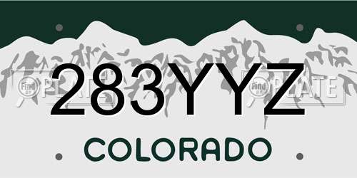 283YYZ Colorado License Plate