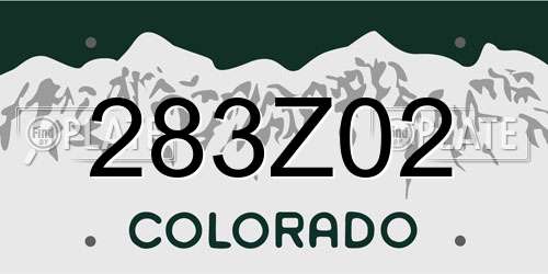 283Z02 Colorado License Plate