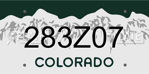 283Z07 Colorado License Plate