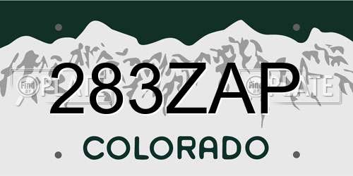 283ZAP Colorado License Plate