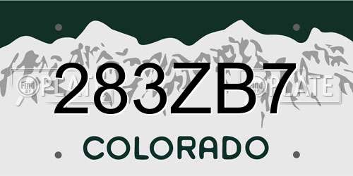 283ZB7 Colorado License Plate