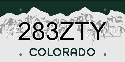 283ZTY Colorado License Plate