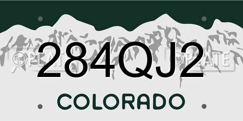 284QJ2 Colorado License Plate