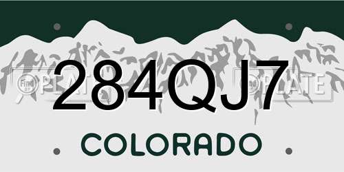 284QJ7 Colorado License Plate