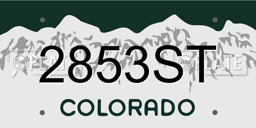 2853ST Colorado License Plate