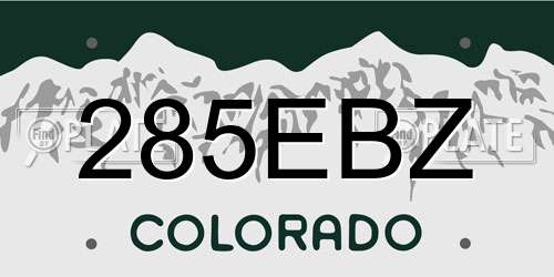 285EBZ Colorado License Plate