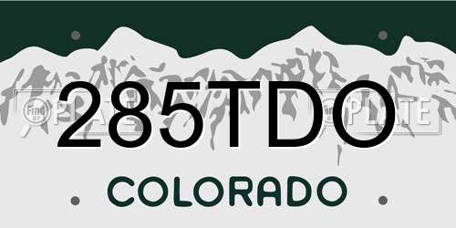 285TDO Colorado License Plate